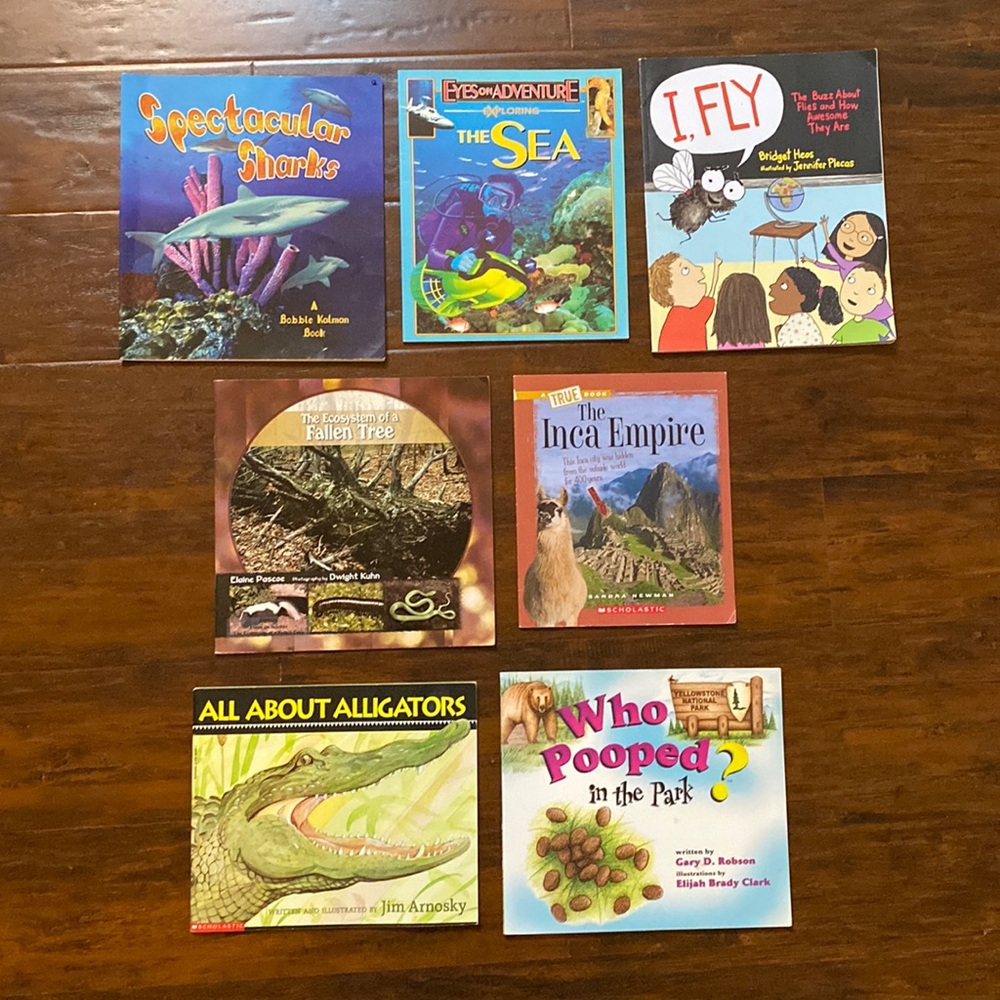 7 Children's Educational  & Fact Learning Paperback Books Bundle